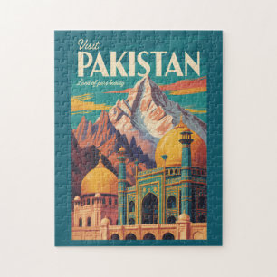 Pakistan Landschaft Illustration Reise Kunst Vinta