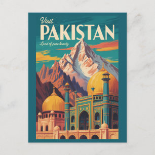 Pakistan Landschaft Illustration Reise Kunst Vinta Postkarte