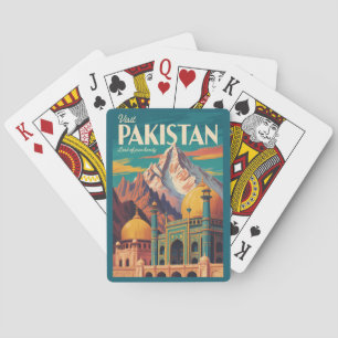 Pakistan Landschaft Illustration Reise Kunst Vinta Spielkarten