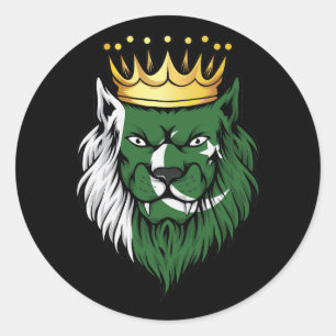 Pakistan Lion King Flag Runder Aufkleber