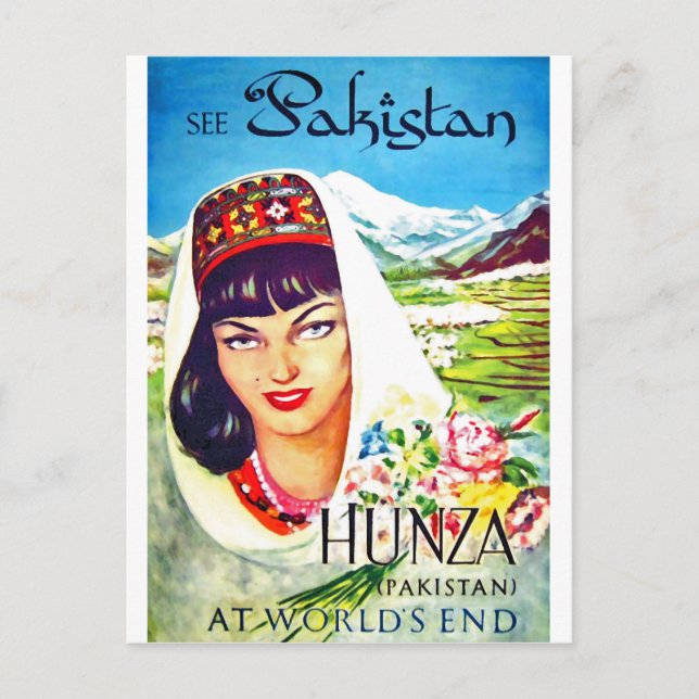 Pakistan, Mädchen aus dem Hunza-Tal, Jahrgangsreis Postkarte (Vorderseite)