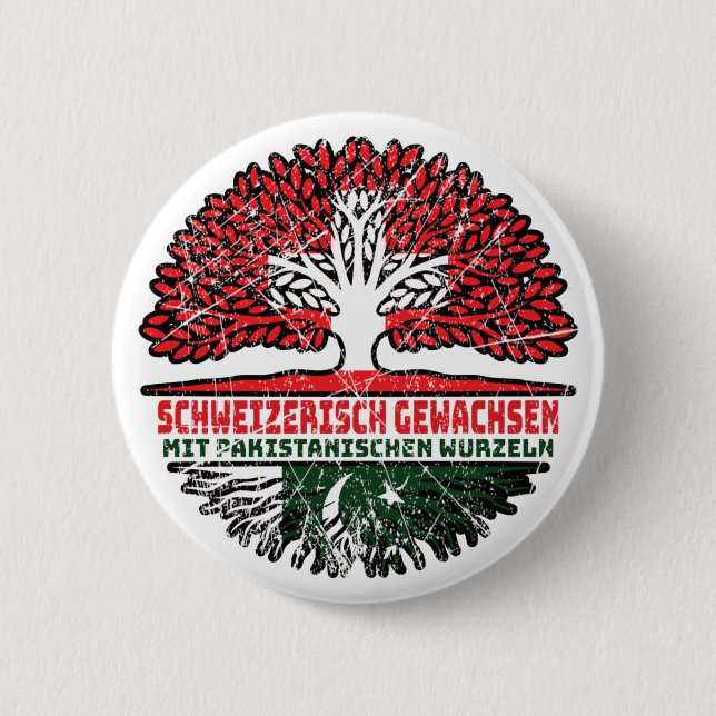 Pakistan Pakistanisch Schweizer Schweiz Baum Button (Vorderseite)