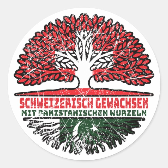 Pakistan Pakistanisch Schweizer Schweiz Baum Runder Aufkleber (Vorderseite)