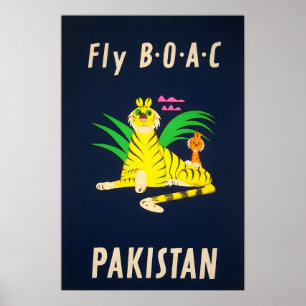 Pakistan Reiseplakat BOAC Airline Kunst Druck  Poster