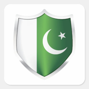 Pakistan Silber Schild Flagge Quadratischer Aufkleber
