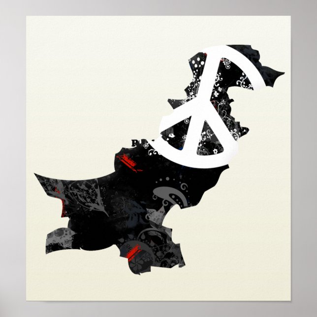 Pakistan Trendy Peace Sign mit pakistanischer Kart Poster (Vorne)