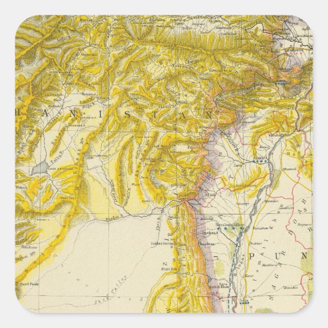 Pakistan und Afghanistan Quadratischer Aufkleber (Vorderseite)