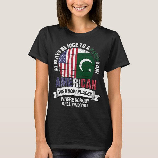 Pakistanische Amerikaner kennen die Flagge Pakista T-Shirt (Vorderseite)