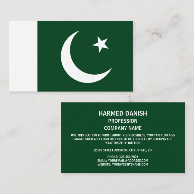Pakistanische Flagge, Flagge Pakistans Visitenkarte (Vorne/Hinten)