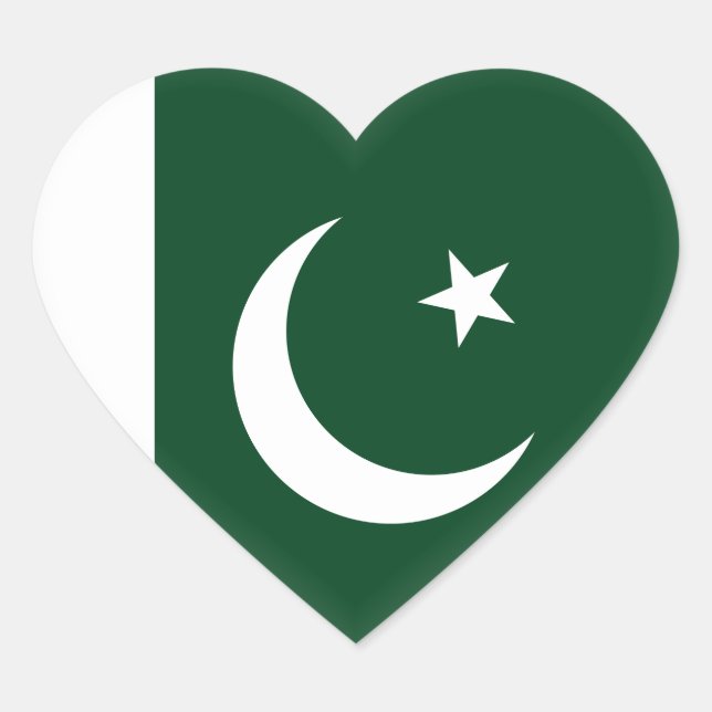 pakistanische Flagge Herz-Aufkleber (Vorderseite)