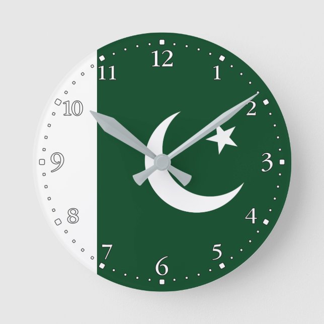 pakistanische Flagge Runde Wanduhr (Vorderseite)