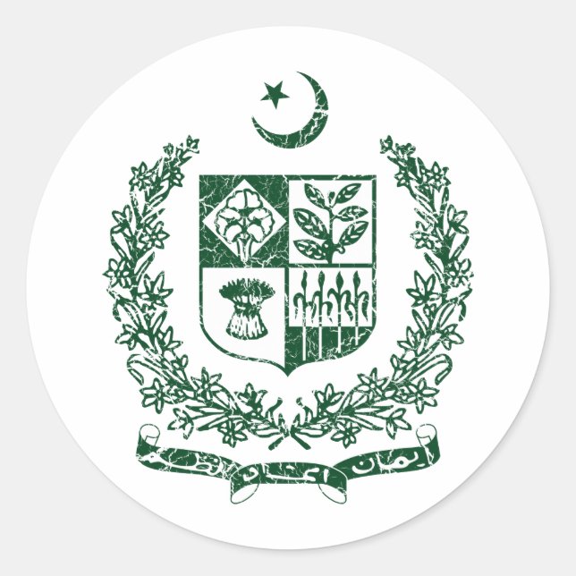 pakistanische Wappen Runder Aufkleber (Vorderseite)