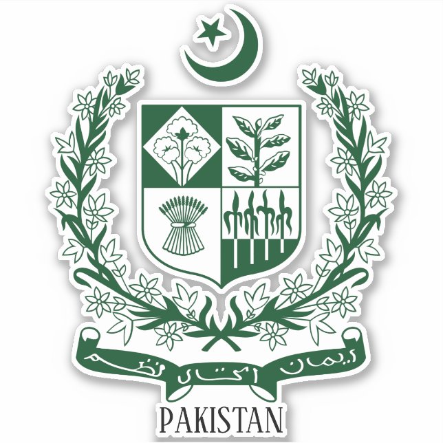 Pakistanische Wappenküste Patriotisch Aufkleber (Vorderseite)