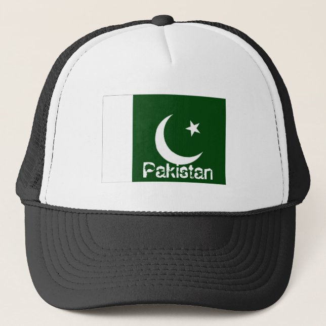 Pakistanischer Souvenirhut unter der Flagge Truckerkappe (Vorderseite)