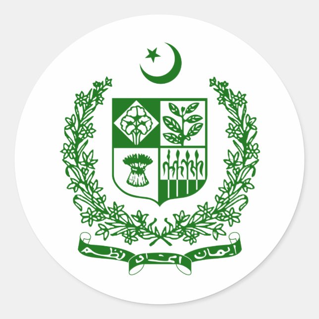 pakistanisches Wappen Runder Aufkleber (Vorderseite)
