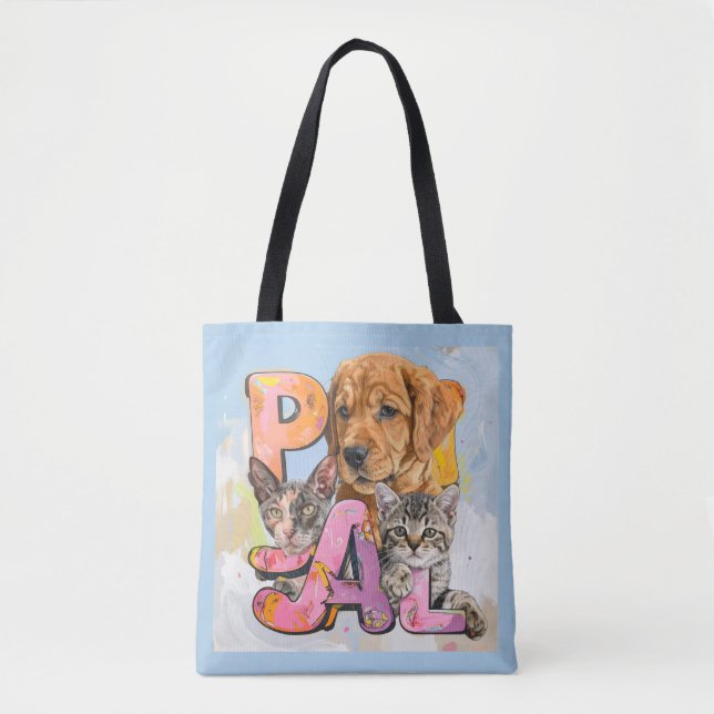 Pal Dog and Cats Plus Personalize Name  Tasche (Vorderseite)