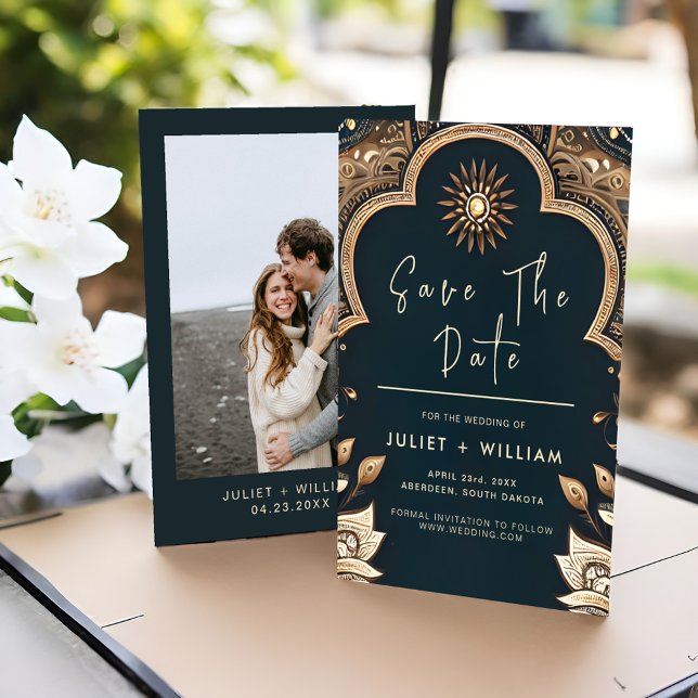 Palace Hindi Henna Mehndi Indian Style Wedding Save The Date (Von Creator hochgeladen)