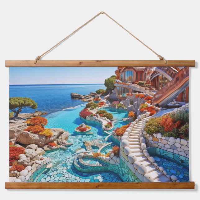 Palace Pool Wandteppich Mit Holzrahmen (Vorne)