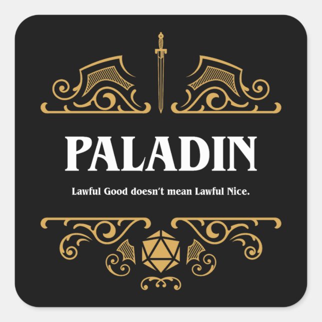 Paladin Class Tabletop RPG Gaming Quadratischer Aufkleber (Vorderseite)