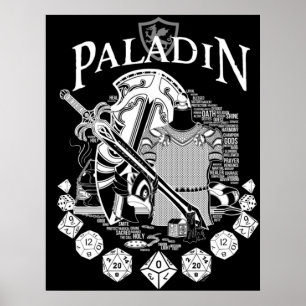 Paladin der RPG-Klasse - Weißer Text Poster