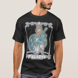 Paladin Dungeons und Llamas Llama Nerd Geek RPG Di T-Shirt