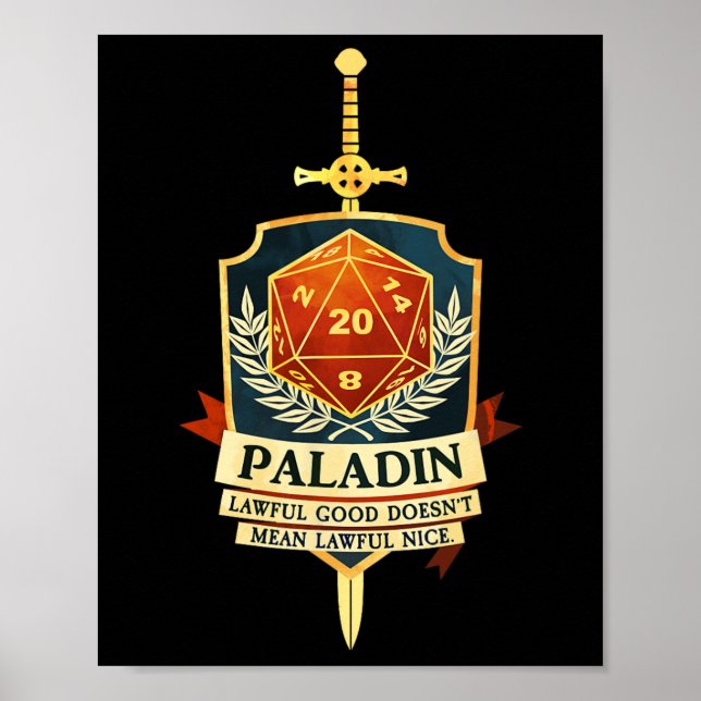Paladin Fantasy Rpg Trpg Gamer Cl  Poster (Vorne)