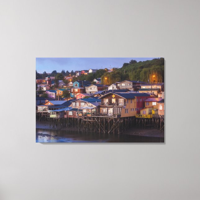 Palafito Pfahlhäuser, erhöhte Aussicht Leinwanddruck (Vorderseite)