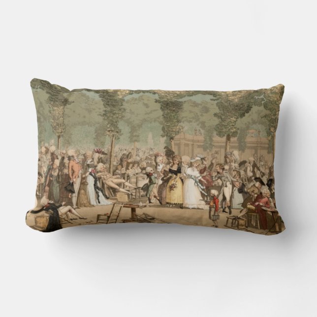 Palais Royal-französische Aristokrat-Garten 1700s Lendenkissen (Vorderseite)