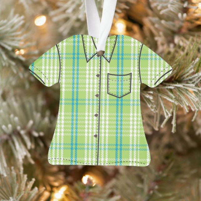 Palaka Kariert Aloha Shirt - Limettengrün Ornament (Baum)