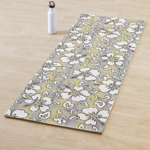 Palaka Pareau Hawaiian Check Hibiscus - Grau Yogamatte