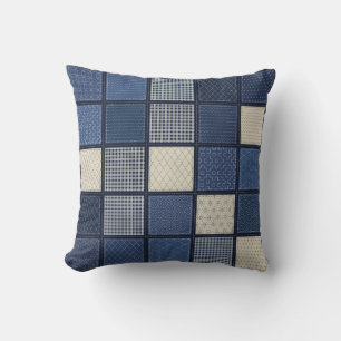 Palaka Sashiko Sampler Quilt Indigo Hawaiian Kissen