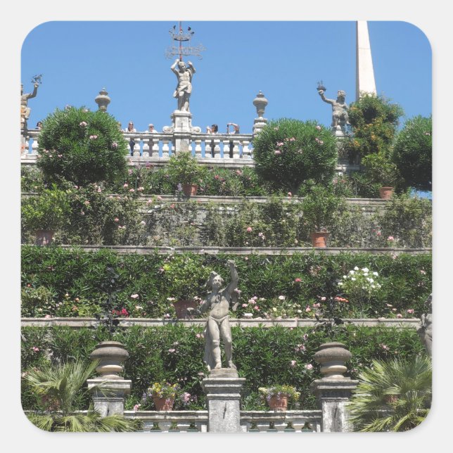 Palast Borromeo in Stresa, Italien Quadratischer Aufkleber (Vorderseite)
