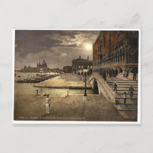 Palast der Doge und St. Markus bei Mondlicht, Vene Postkarte