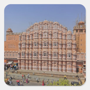 Palast der Winde (Hawa Mahal), Jaipur, Indien, Quadratischer Aufkleber
