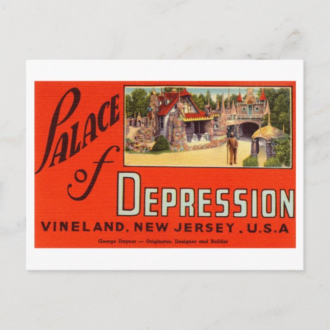 Palast des Depressionshauses in New Jersey Vintag Postkarte (Vorderseite)