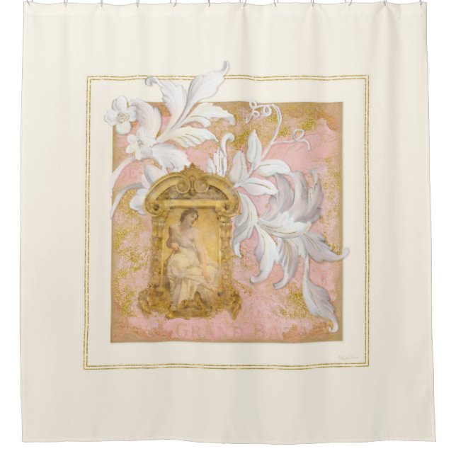 Palast Rokoko Paris Versaille Barock Pink Gold Duschvorhang (Vorderseite)