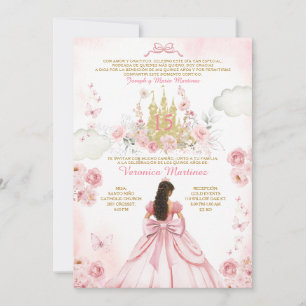 Palast Spanisch Rosa Prinzessin 15 Años Einladung