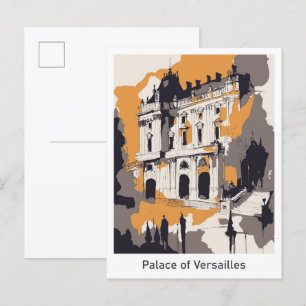 Palast Versailles Vintage Reise - Illustration Postkarte