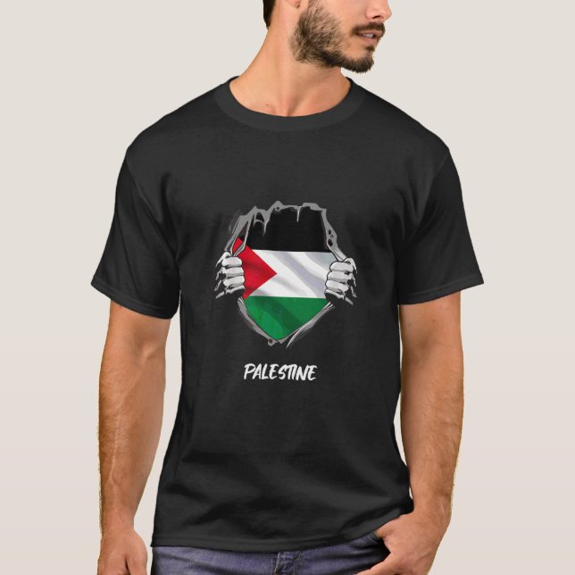 Palästina-Flagge Chest Palästina T-Shirt (Vorderseite)