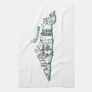 Palästina-Flagge in seiner Landkarte, Besuch Paläs Geschirrtuch