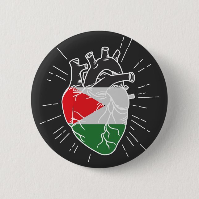 Palästina-Flagge menschliches Herz Button (Vorderseite)