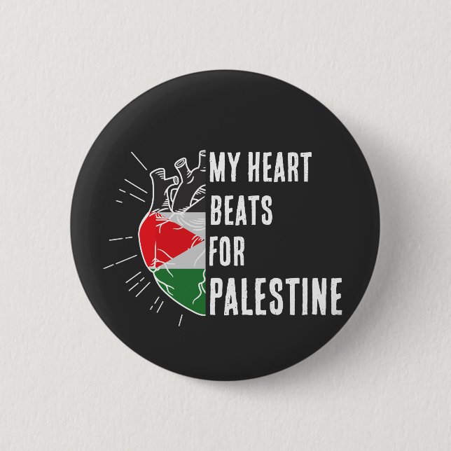Palästina-Flagge menschliches Herz Button (Vorderseite)