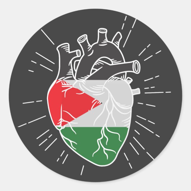Palästina-Flagge menschliches Herz Runder Aufkleber (Vorderseite)