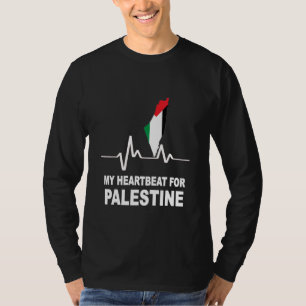 Palästina-Flagge und -Karte in meinem Herzschlag T-Shirt