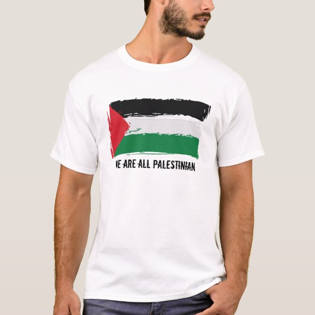 Palästina-Flaggen-Bürsten-Kunst - wir sind alle T-Shirt (Vorderseite)