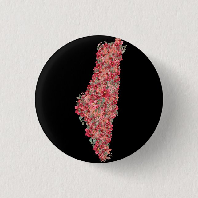 Palästina-Flora-Karte Kunstfreiheit für Palästinen Button (Vorderseite)