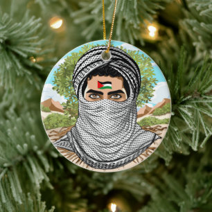 Palästina Freedom Fighter Portrait Keramik Ornament