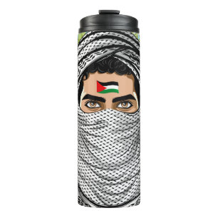 Palästina Freedom Fighter Portrait Thermosbecher