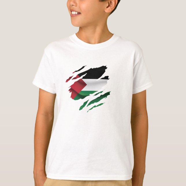 Palästina geklatschter Stolz Flag T - Shirt Keule  (Vorderseite)