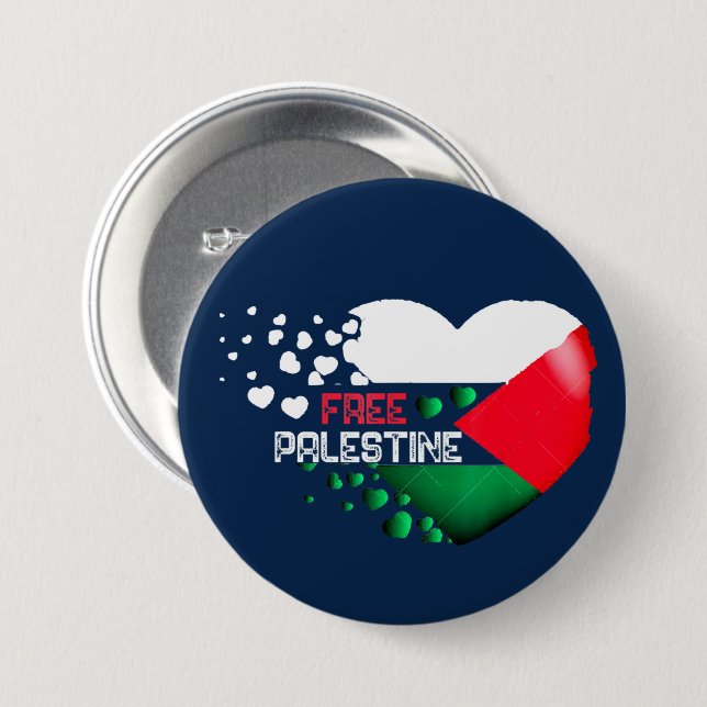 Palästina-Herz palästinensischer Stolz Button (Vorne & Hinten)